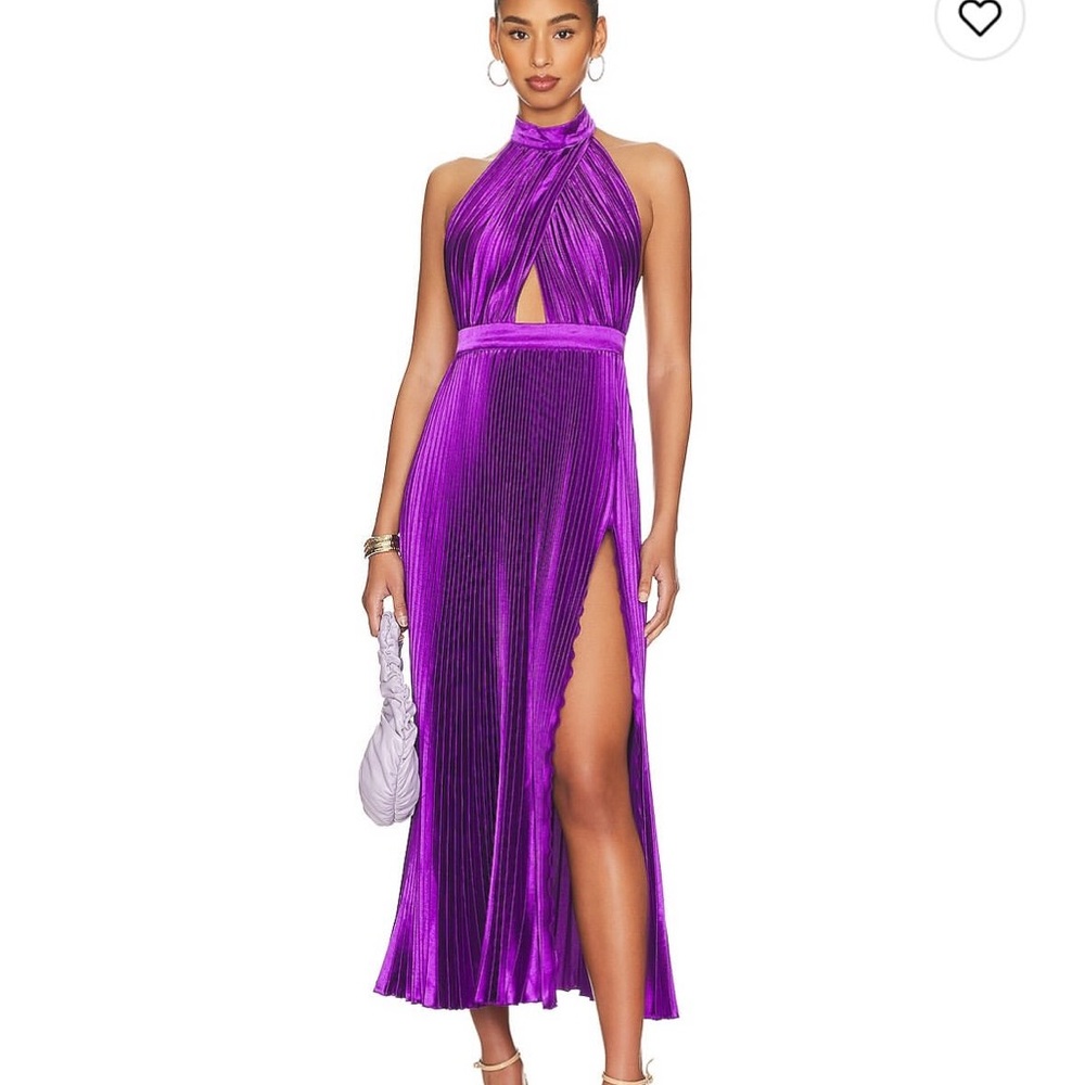 Purple Halter Maxi Dress with Cutout and Slit
